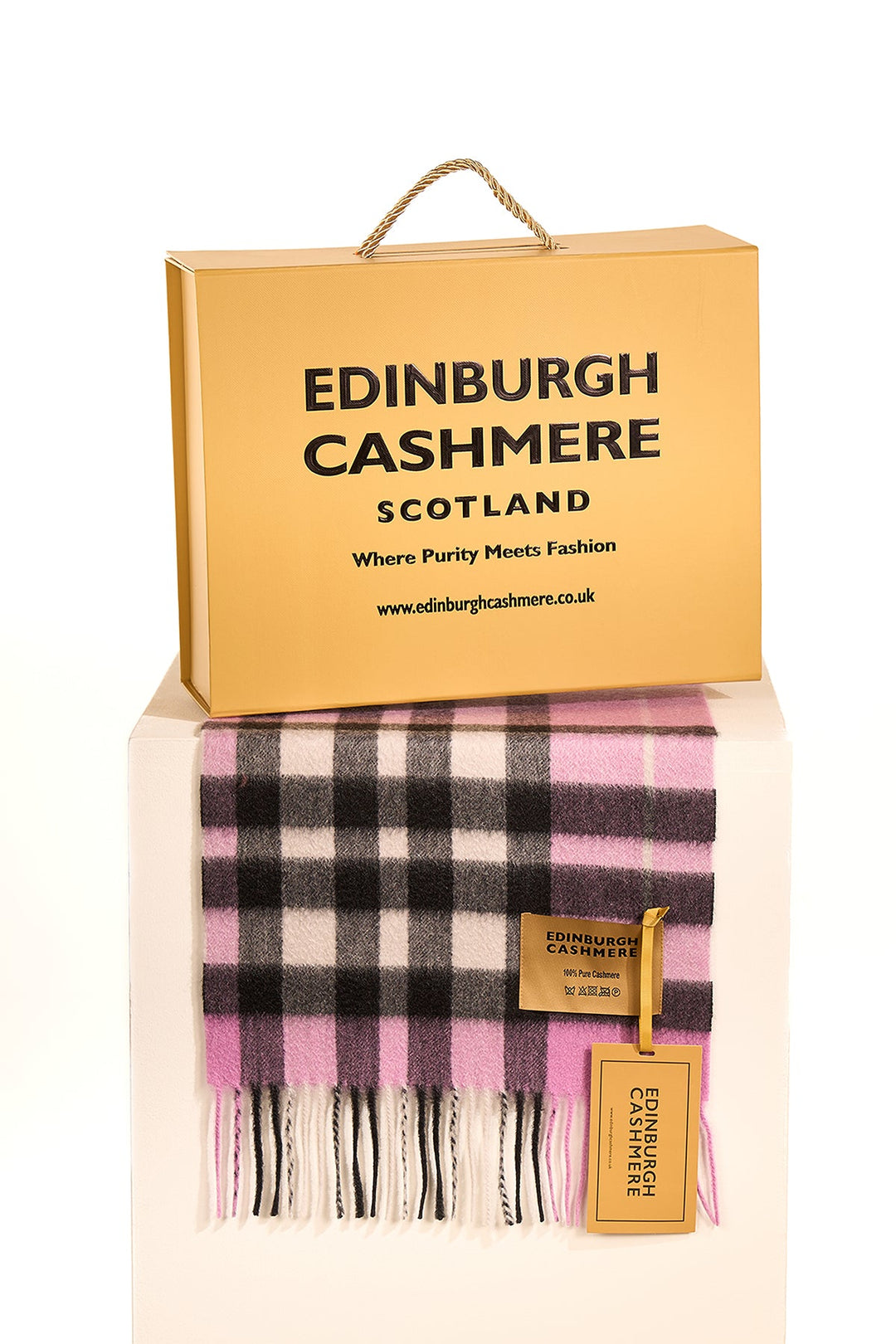DC Check Cashmere Scarf Dark Pink