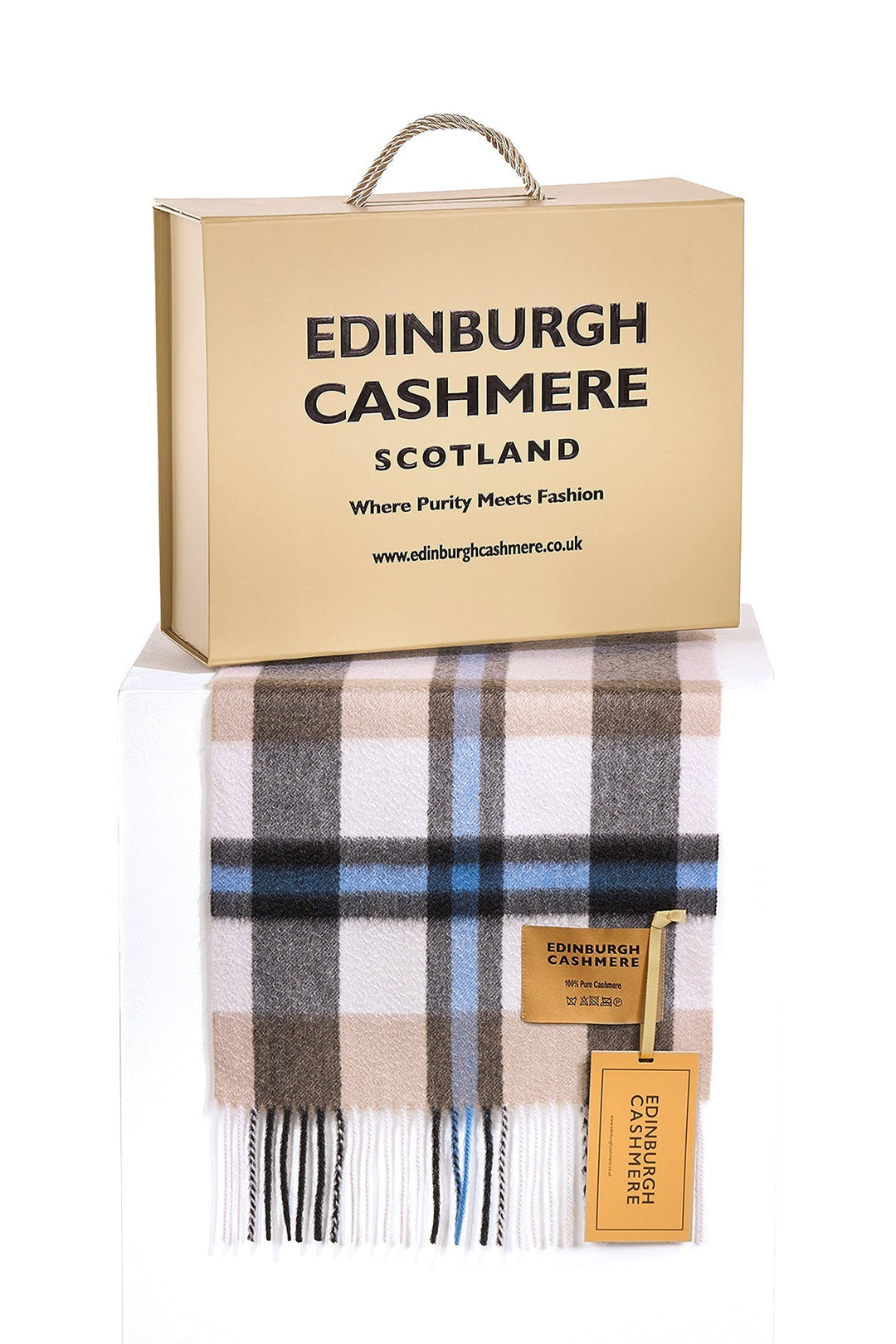 DC Scott Cashmere Scarf Blue/Camel - Small Size