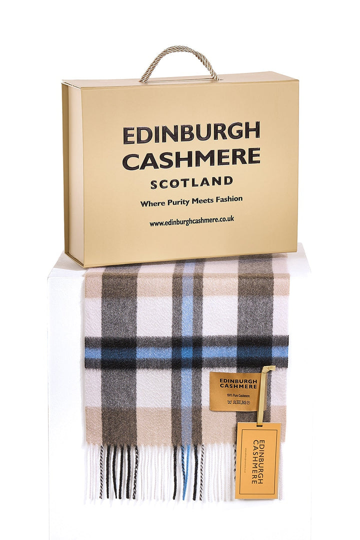 DC Scott Cashmere Scarf Blue/Camel - Small Size
