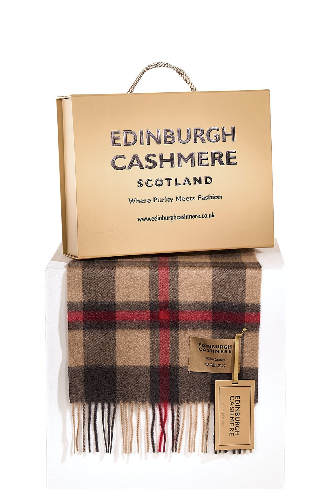 DC Scott Cashmere Scarf Camel and Brown - Small Size