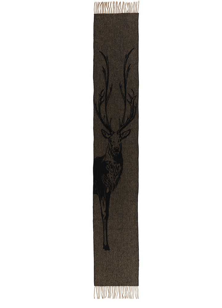Full Stag Charcoal Scarf 100% Pure Lambswool