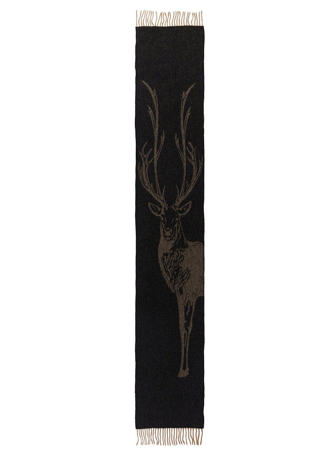 Full Stag Charcoal Scarf 100% Pure Lambswool