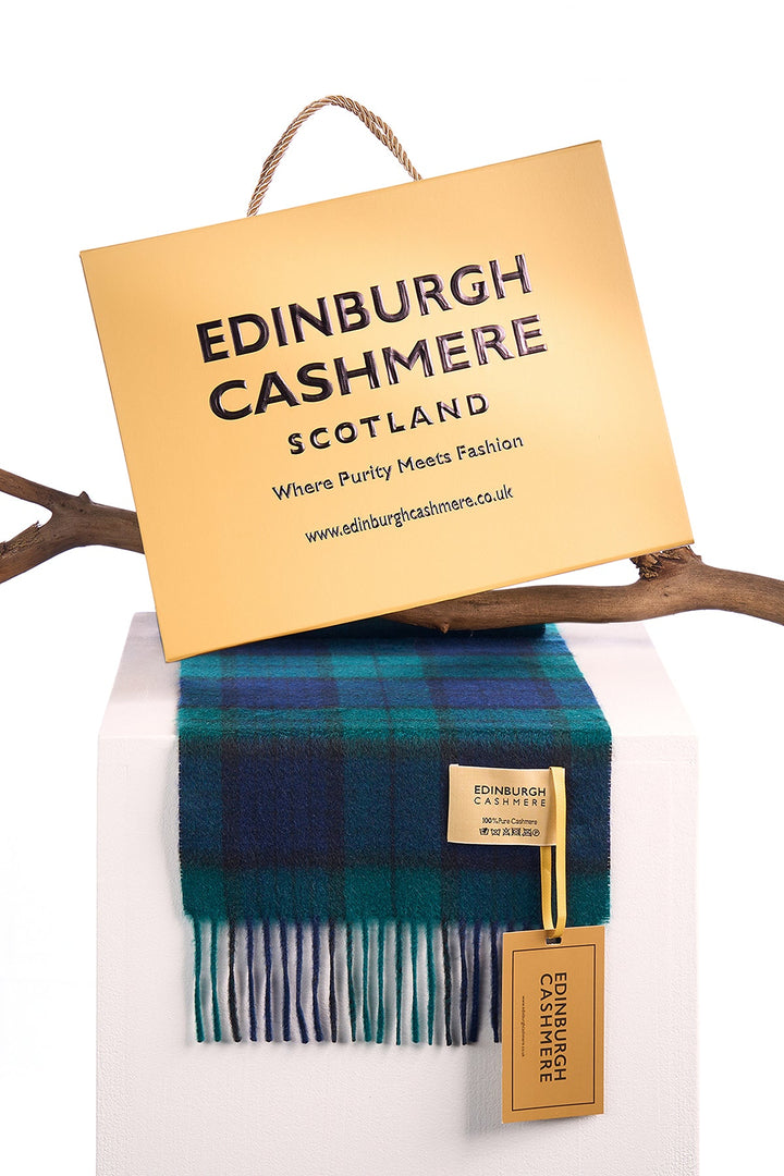 100% Pure Cashmere Scarf Design Black Watch Tartan