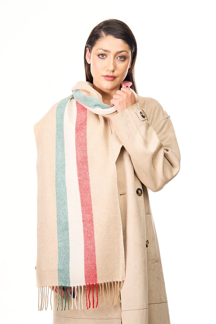 Designer  Iconic Scarf Milano Cream Scarf 100% Pure Lambs wool