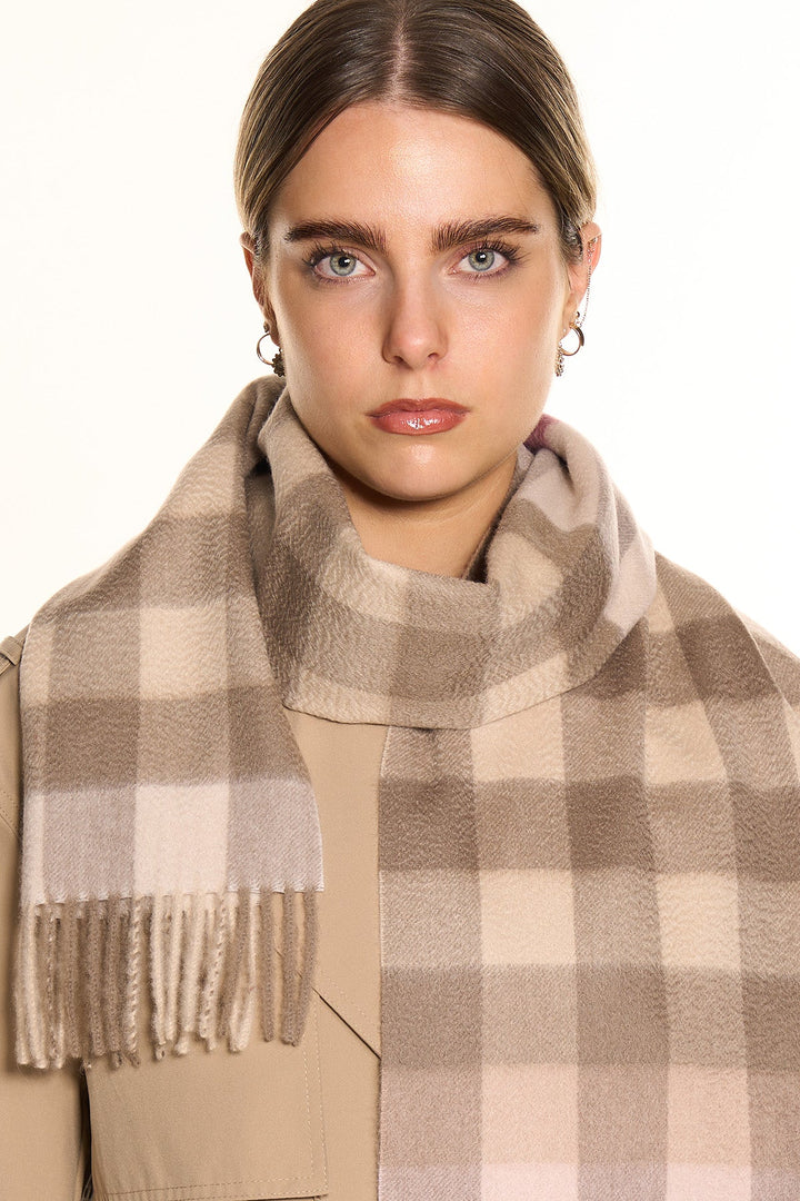 100% Pure Cashmere Pink Check Scarf - Small Size