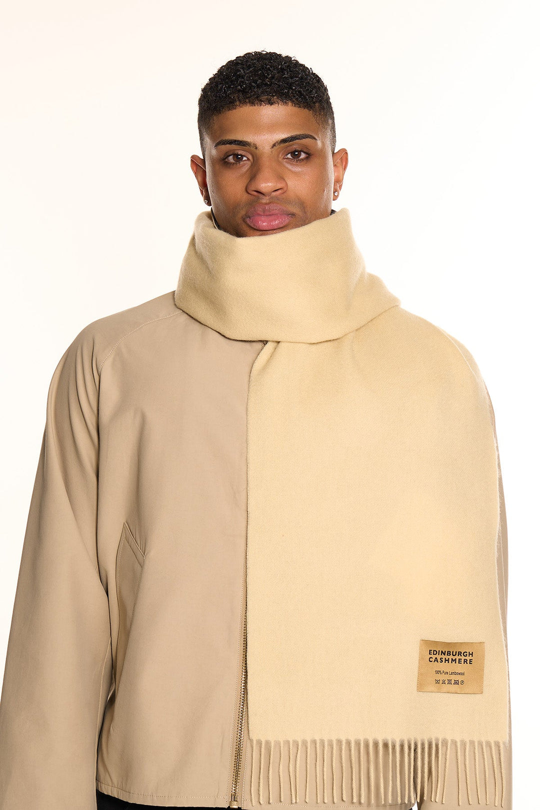 Plain Merino Wool Scarf Beige