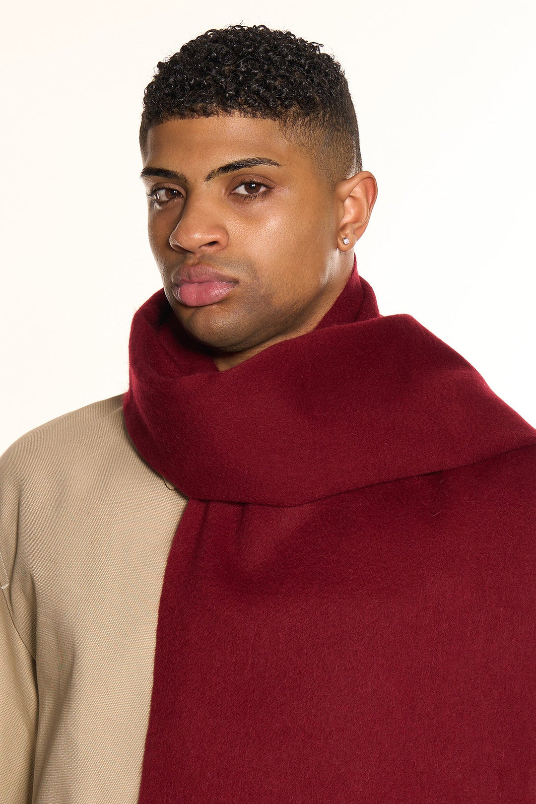 Plain Merino Wool Scarf Burgendy 1