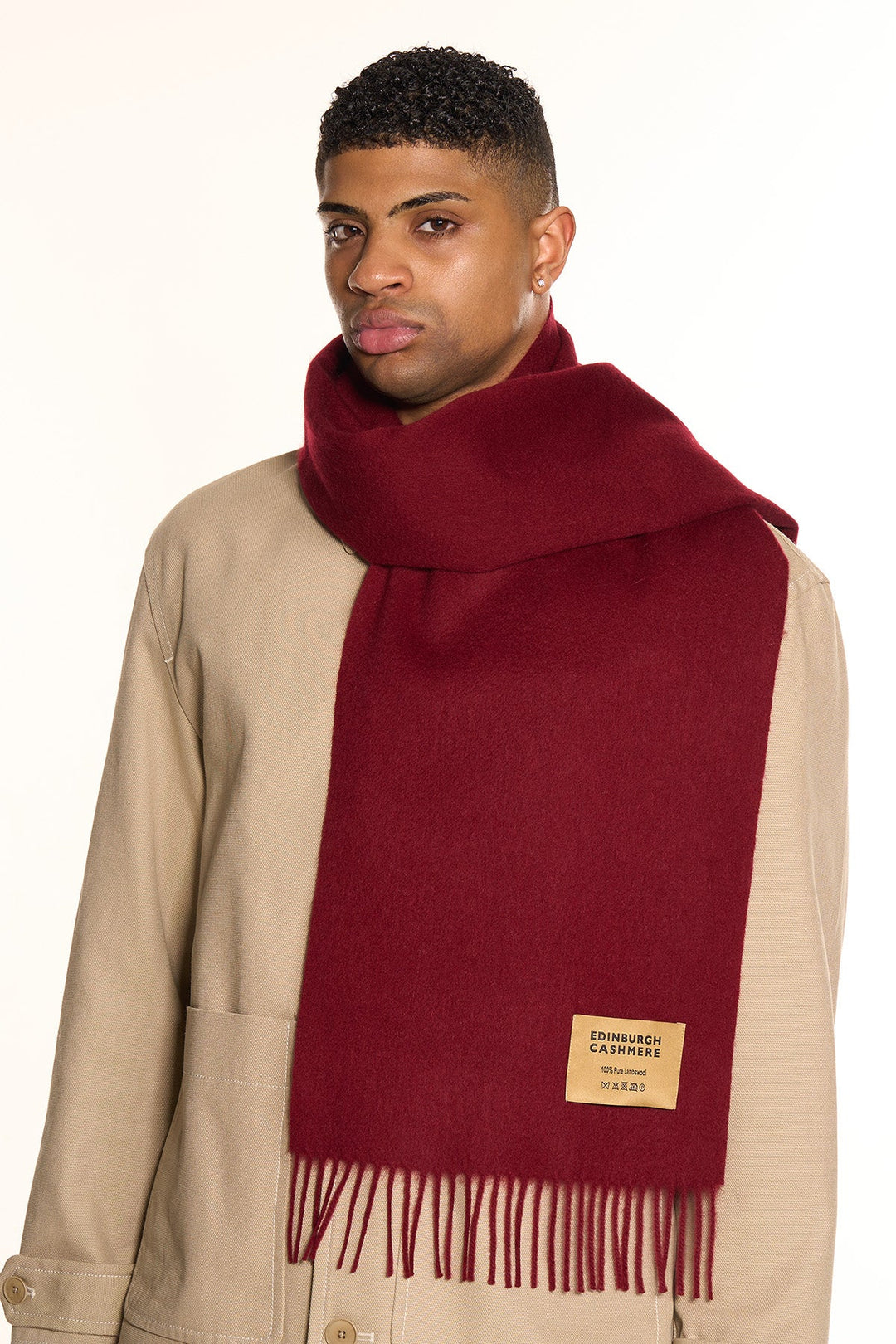 Plain Merino Wool Scarf Burgendy 1