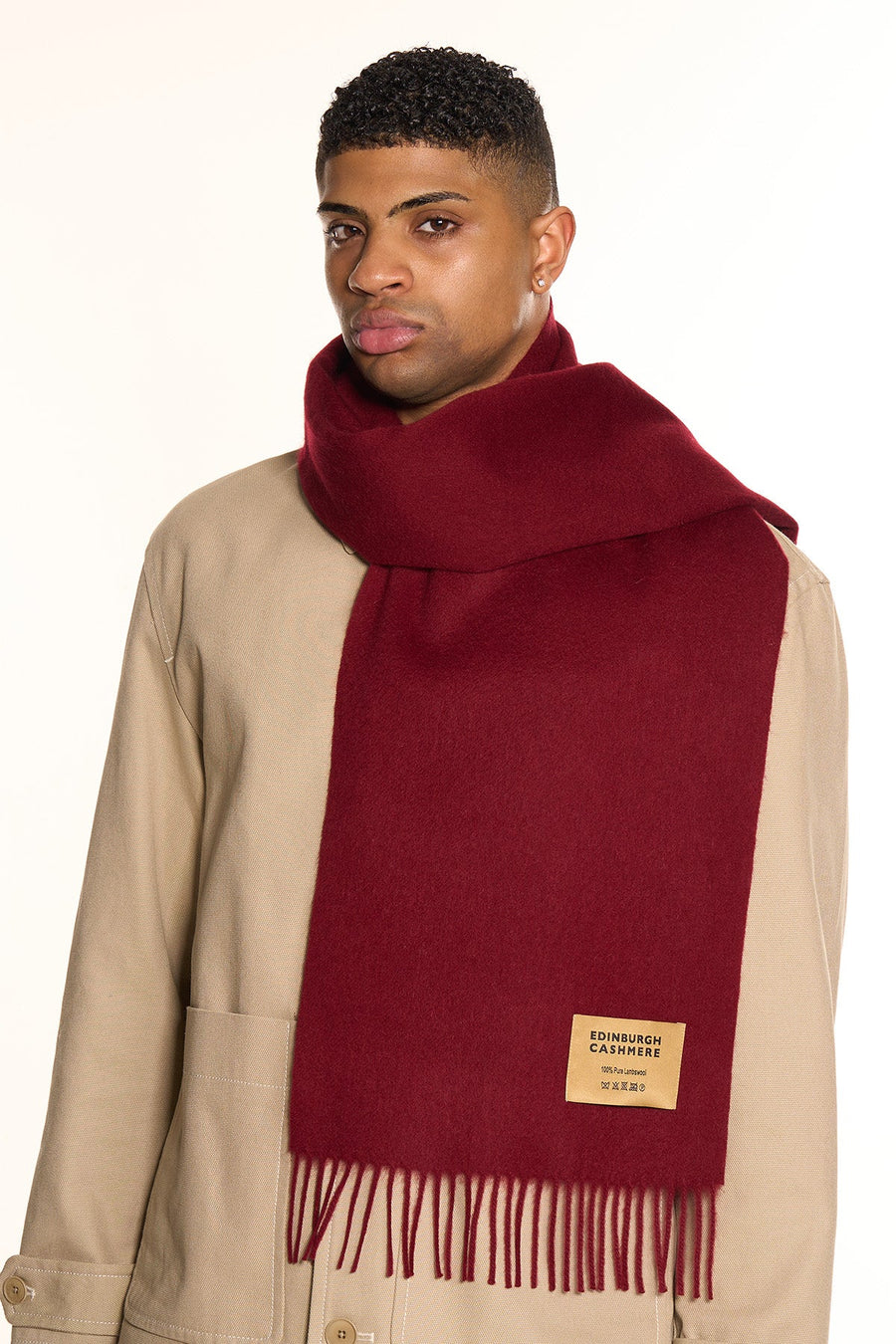 Plain Merino Wool Scarf Burgendy 1