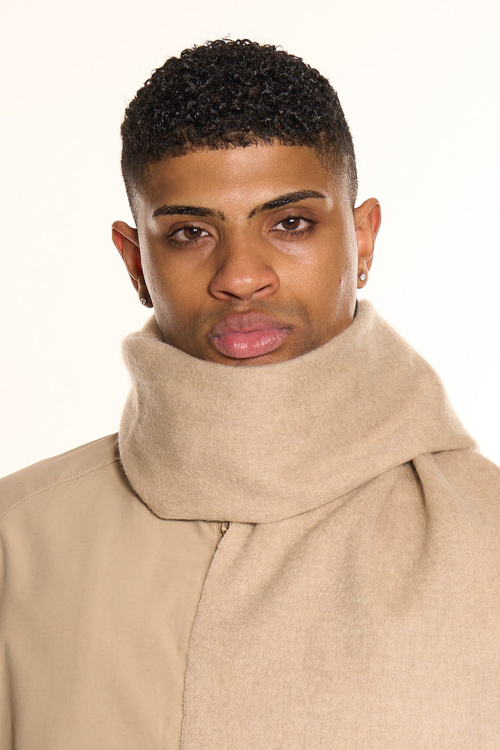 Plain Merino Wool Scarf Camel 2