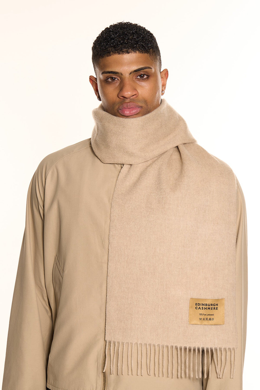 Plain Merino Wool Scarf Camel 2