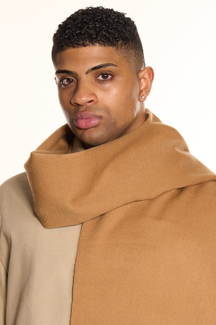 Plain Merino Wool Scarf Camel 4