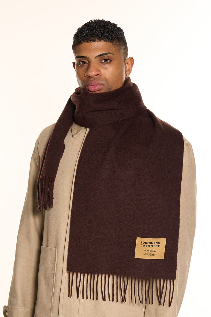 Plain Merino Wool Scarf Coffee 2