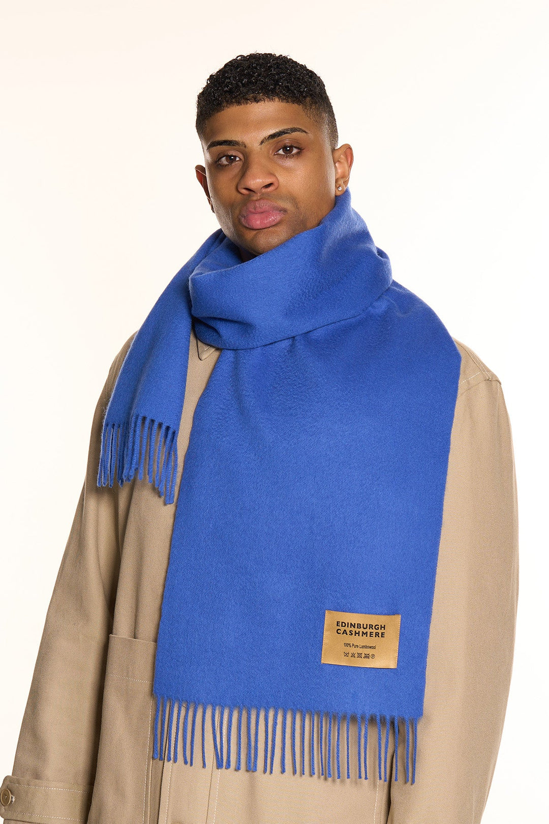 Plain Merino Wool Scarf Dark Blue 121