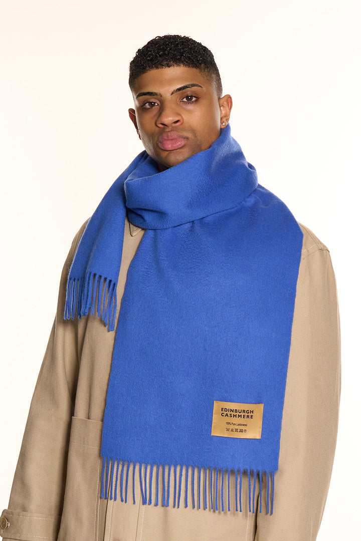 Plain Merino Wool Scarf Dark Blue 121