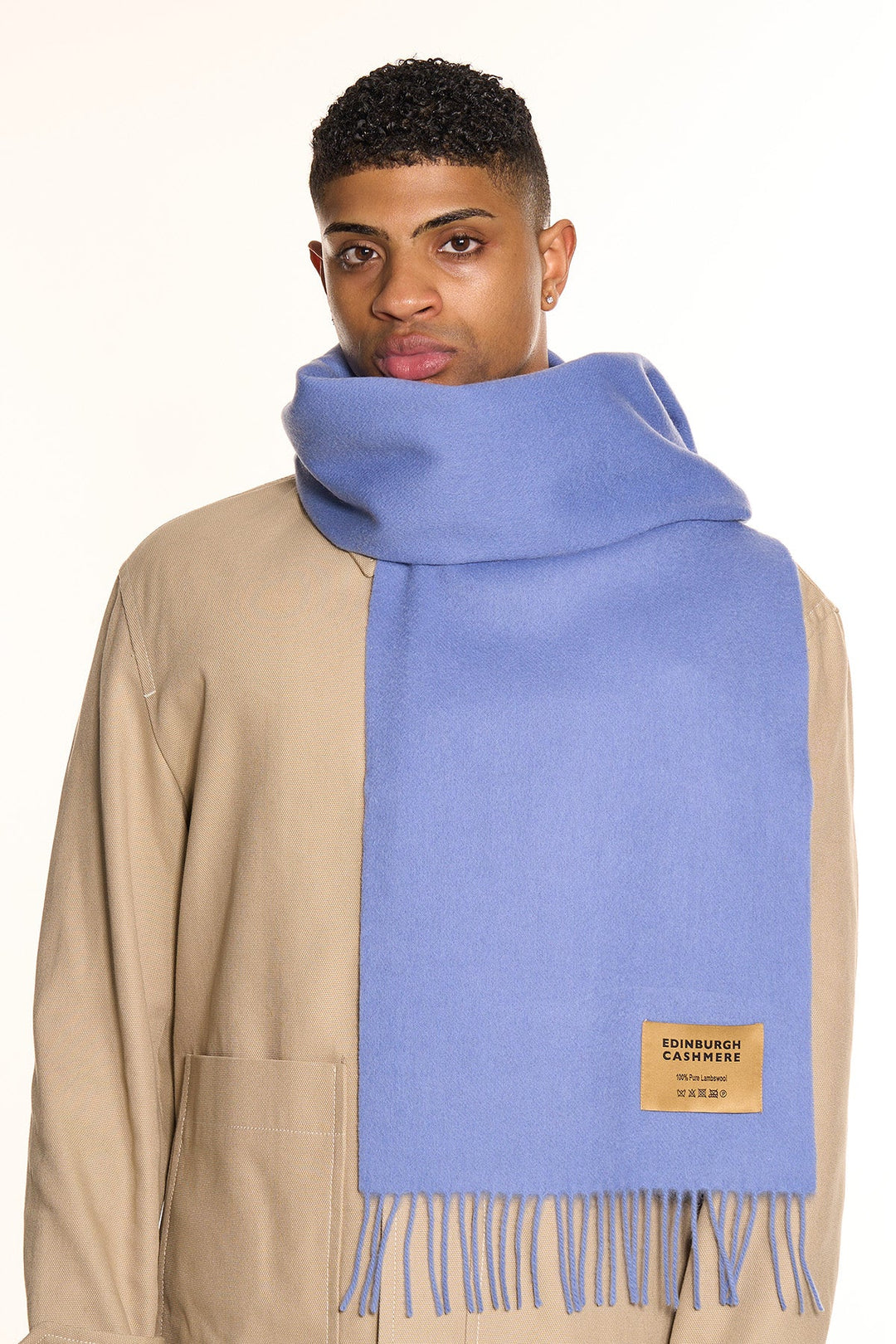 Plain Merino Wool Scarf Light Blue 126