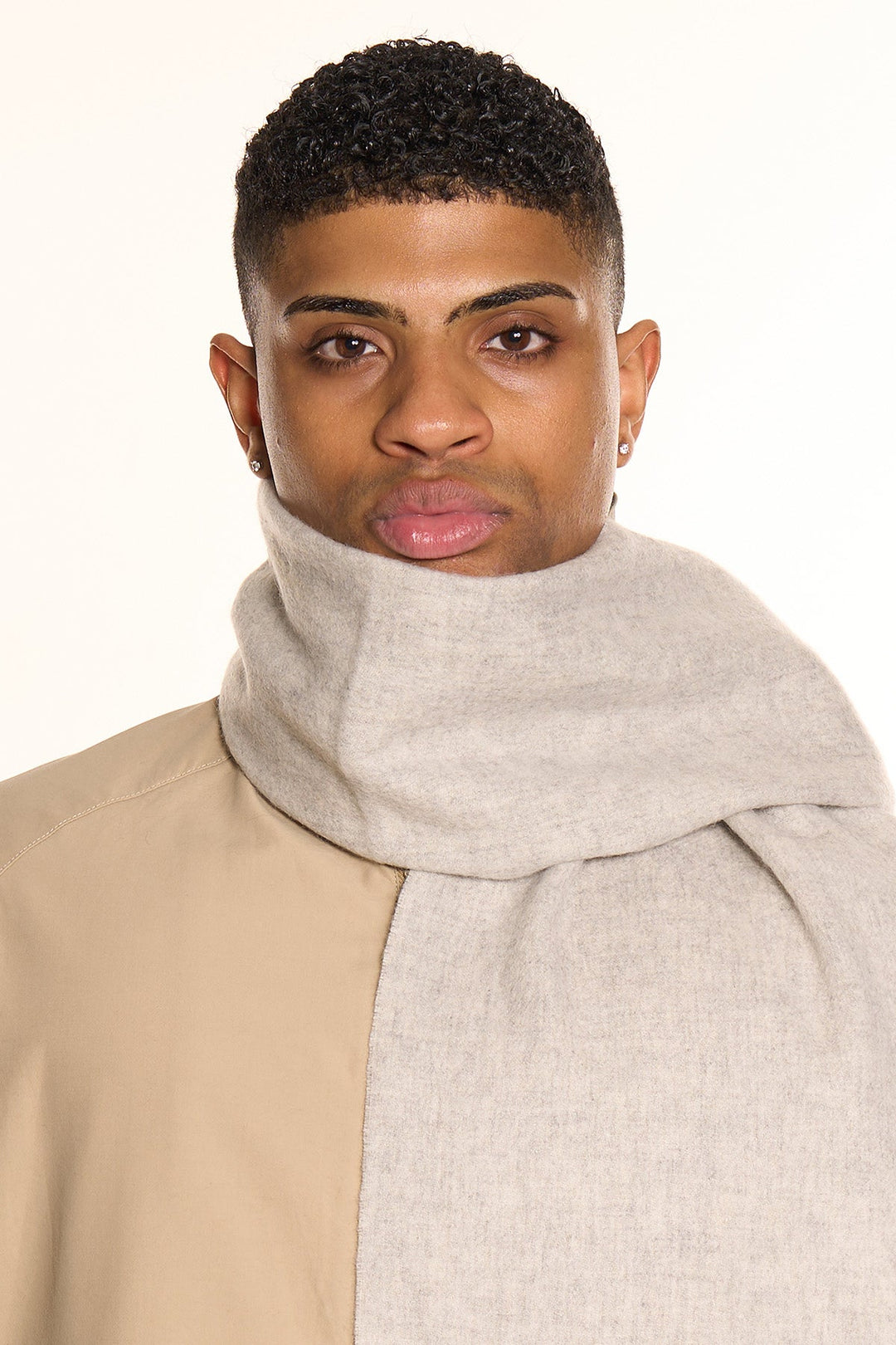 Plain Merino Wool Scarf Light Grey 132