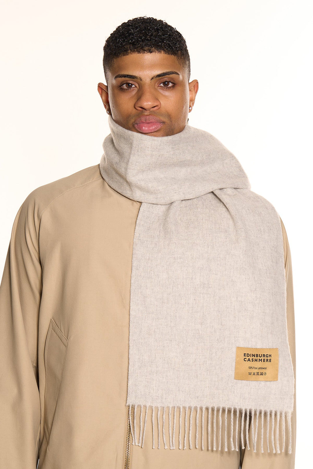 Plain Merino Wool Scarf Light Grey 132