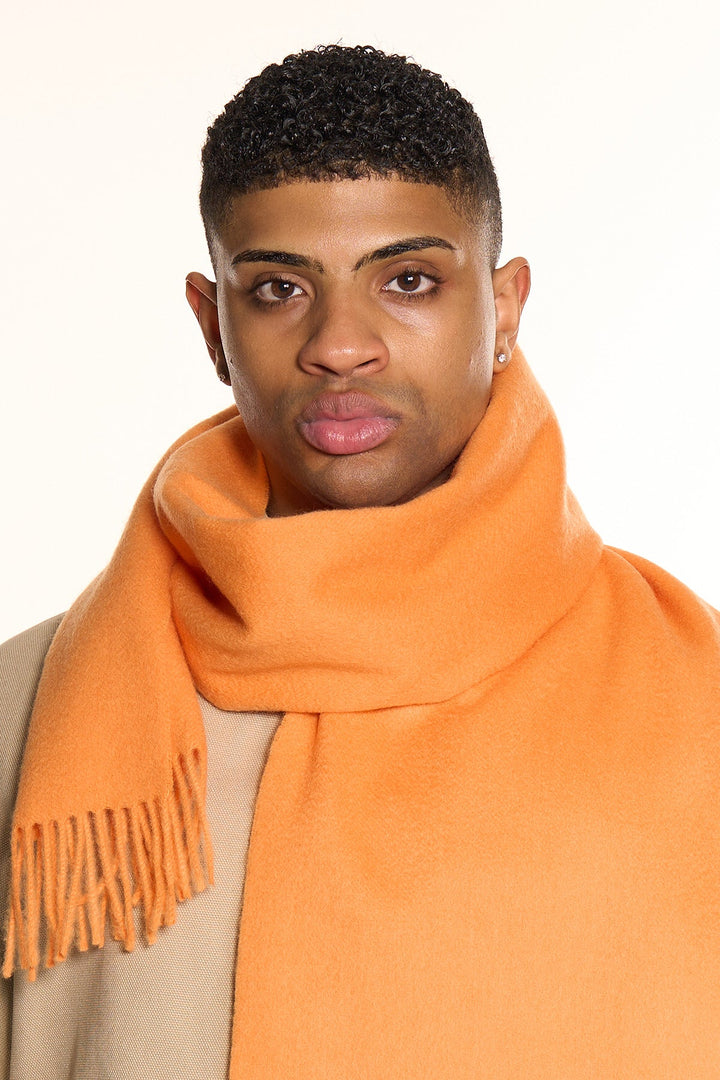 Plain Merino Wool Scarf Orange 1