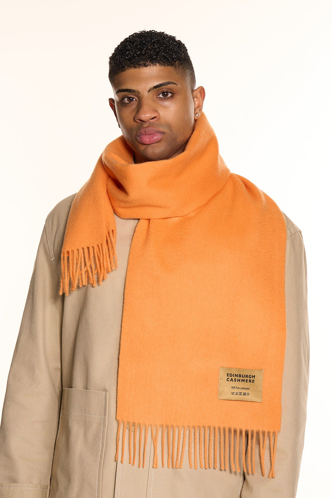 Plain Merino Wool Scarf Orange 1