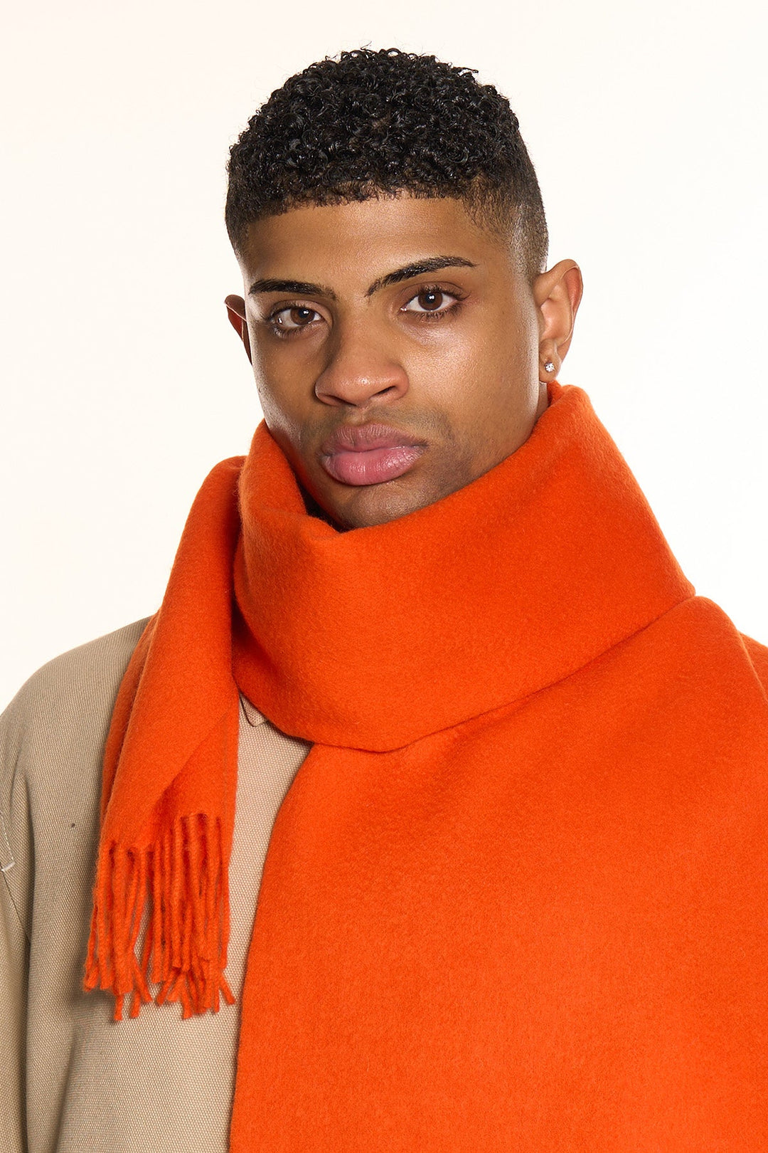 Plain Merino Wool Scarf Orange 2