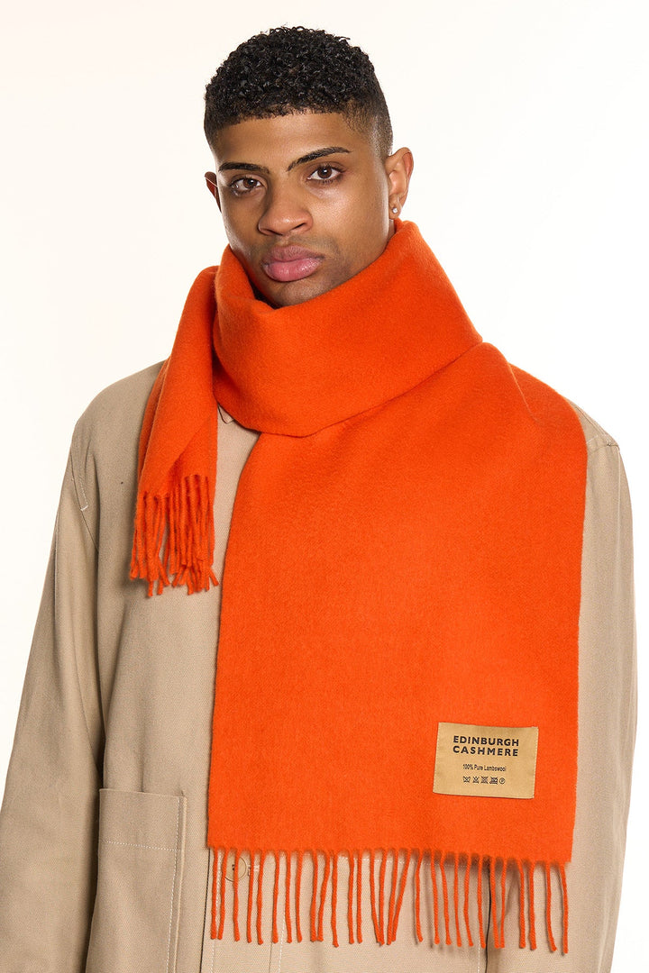 Plain Merino Wool Scarf Orange 2
