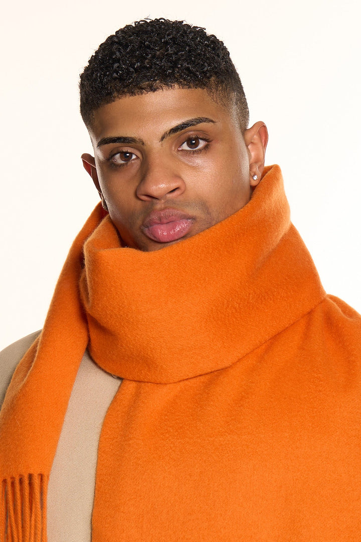 Plain Merino Wool Scarf Orange 3