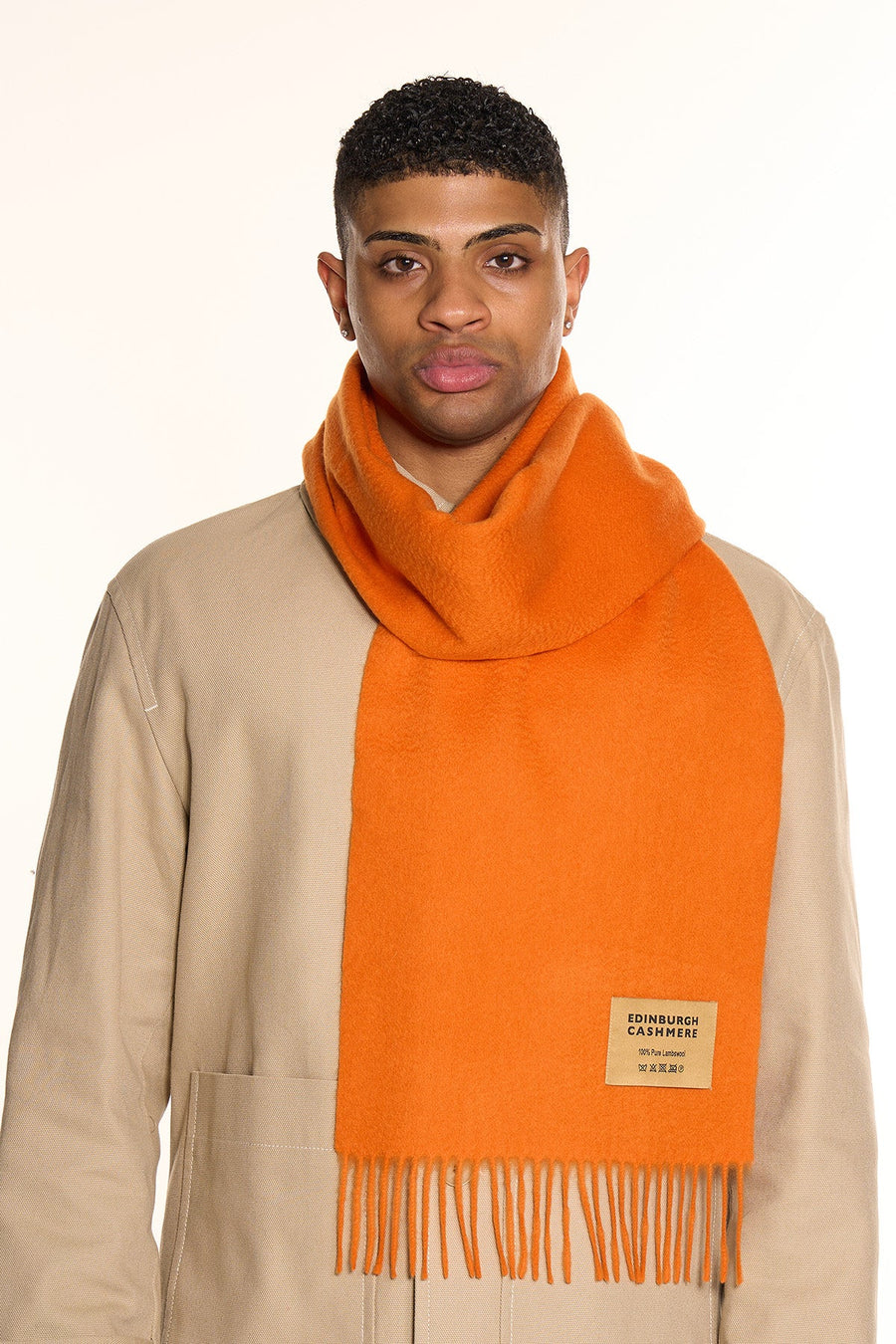 Plain Merino Wool Scarf Orange 3