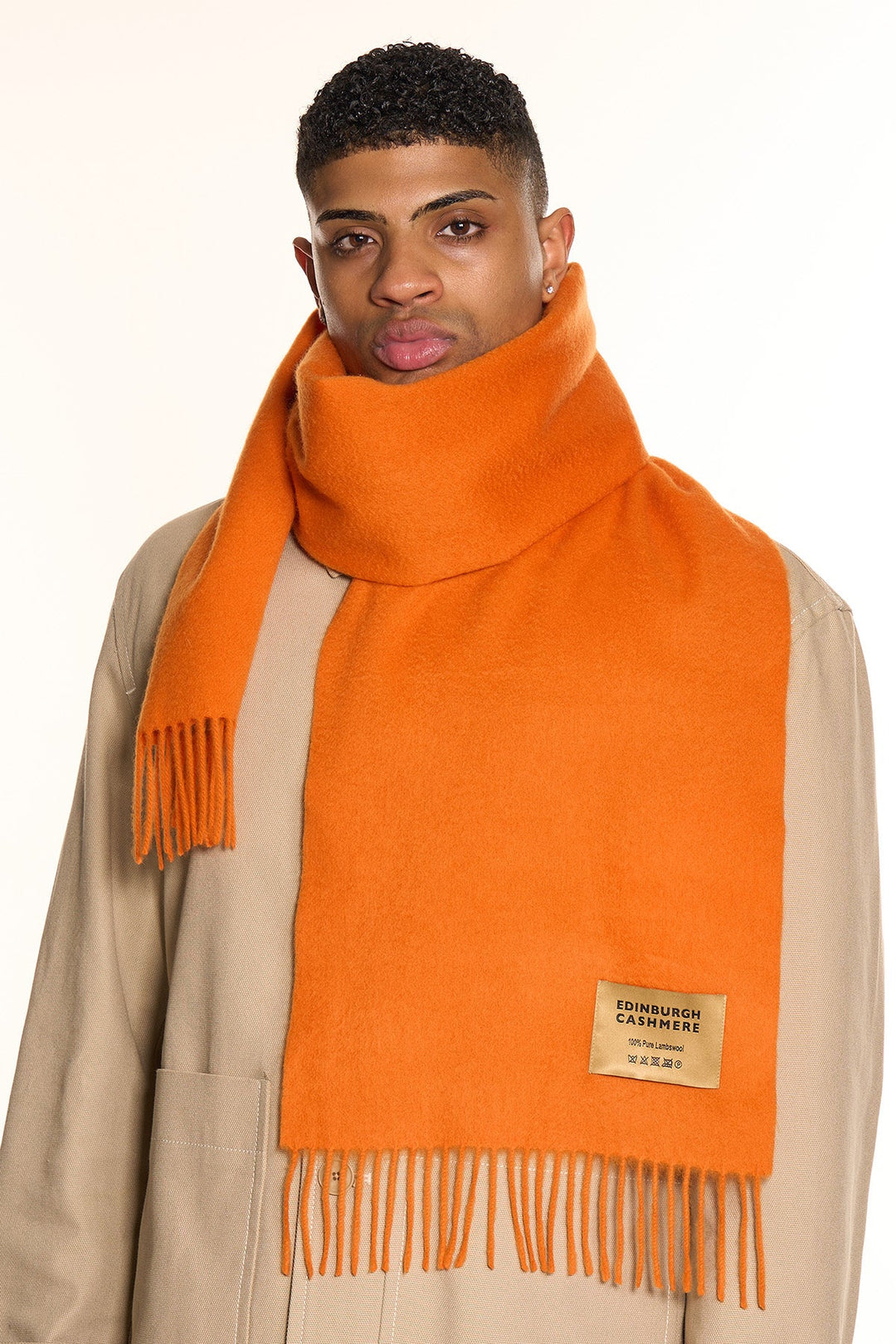 Plain Merino Wool Scarf Orange 3