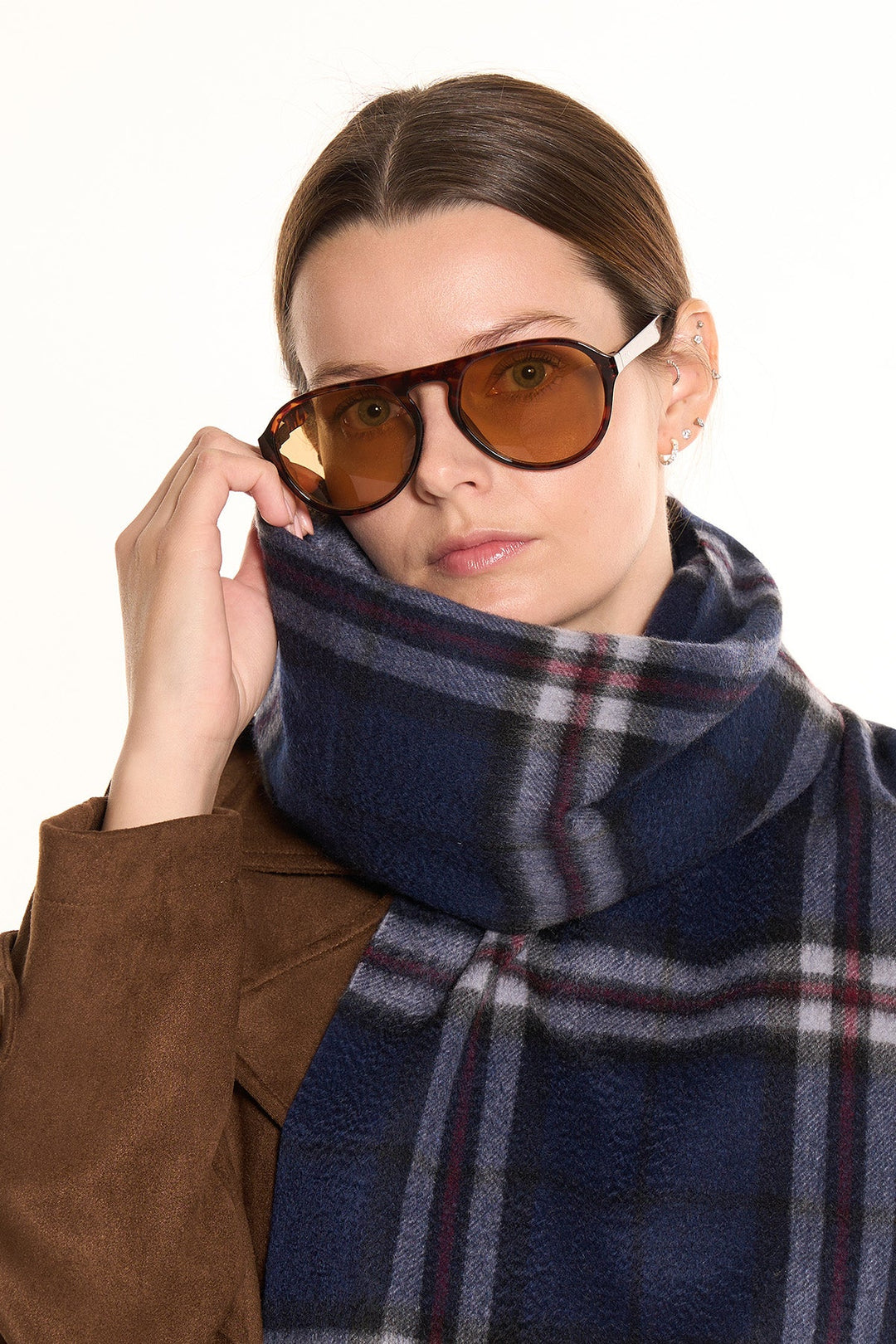 100% Pure Cashmere Scarf Thomson Navy Tartan
