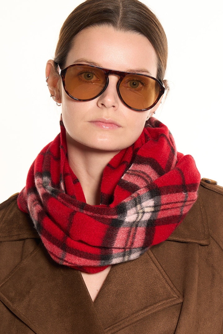 100% Pure Cashmere Scarf Scottish Thomson Red Check Design