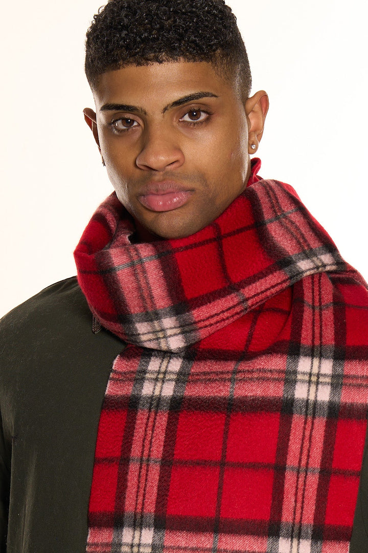 100% Pure Cashmere Scarf Scottish Thomson Red Check Design - Small Size